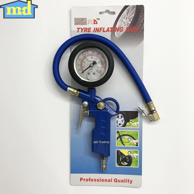 Súng bơm hơi cao cấp có dầu X-A mặt đồng hồ, Chất liệu được làm bằng nhôm cho súng vững chắc và cầm trên tay rất nhẹ. Vòi được làm cao su tổng hợp bền bỉ, chịu áp lực hơi tốt, 