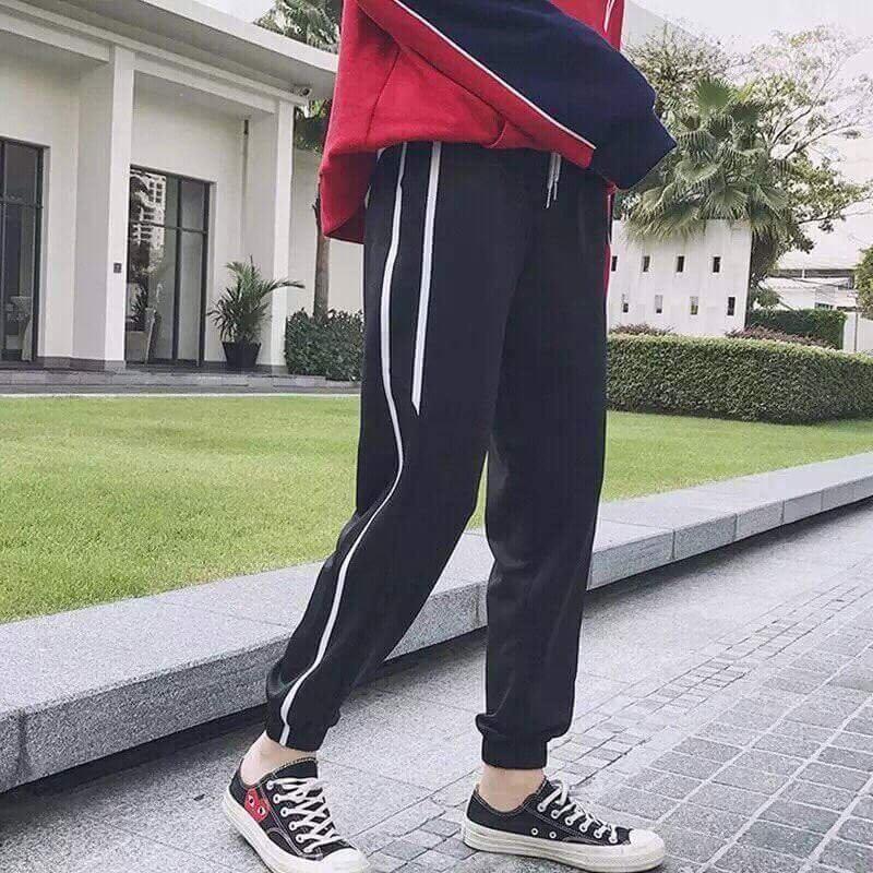 Quần jogger quần thể thao thun nỉ viền sọc 2 MÀU