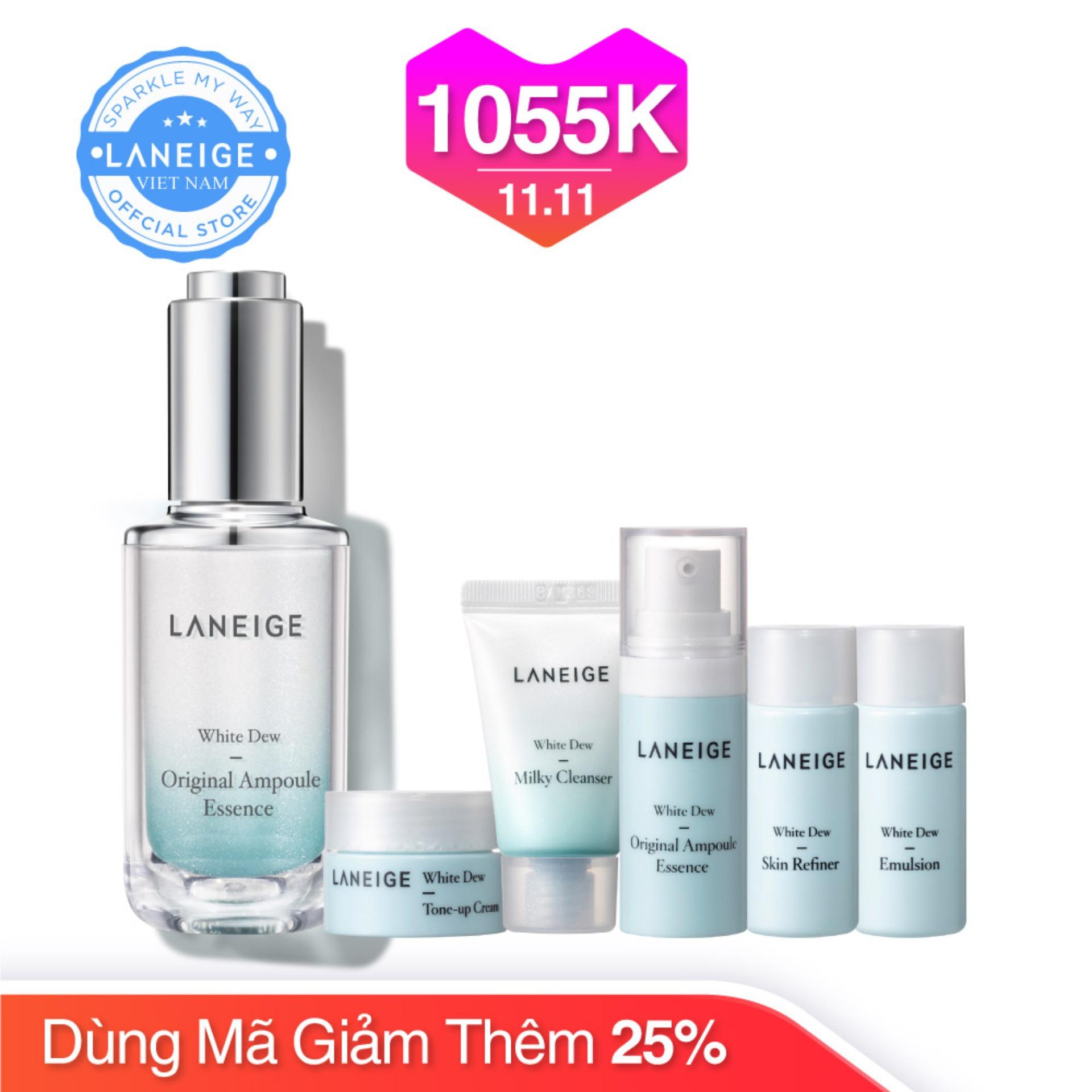 Tinh chất dưỡng trắng ngừa thâm nám Laneige White Dew Original Ampoule Essence 40ml + Tặng bộ dưỡng trắng White Dew 5 món