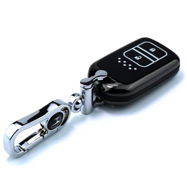 Combo Móc khóa và bao chìa khóa 2 nút bấm ô tô dùng cho Honda CRV- Màu đen