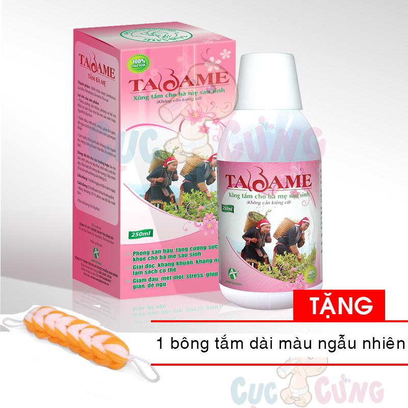 Chai nước xông tắm cho mẹ sau sinh Tabame 250ml Tặng 1 bông tắm dạng dài màu ngẫu nhiên