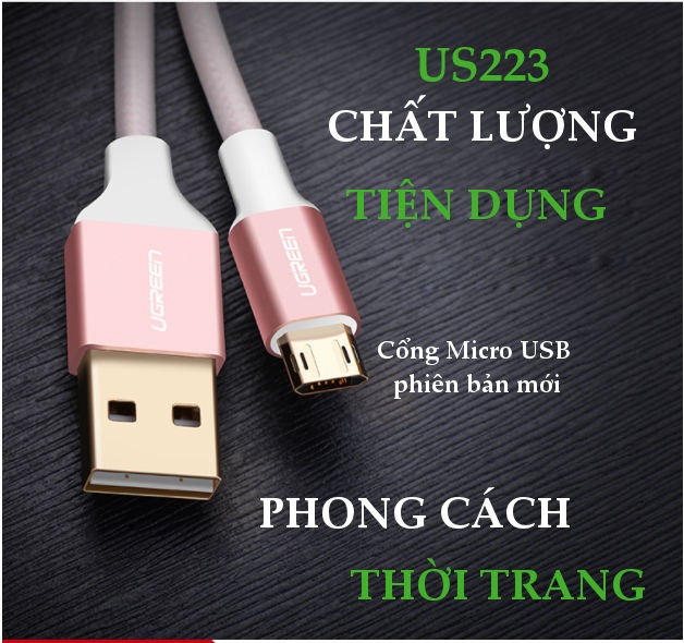 Cáp sạc Micro USB (công nghệ mới, cắm được cả 2 chiều) sang USB 2.0 dài 0.5-1m UGREEN US223 Cáp sạc Micro USB (công nghệ mới, cắm được cả 2 chiều) sang USB 2.0 dài 0.5-1m UGREEN US223