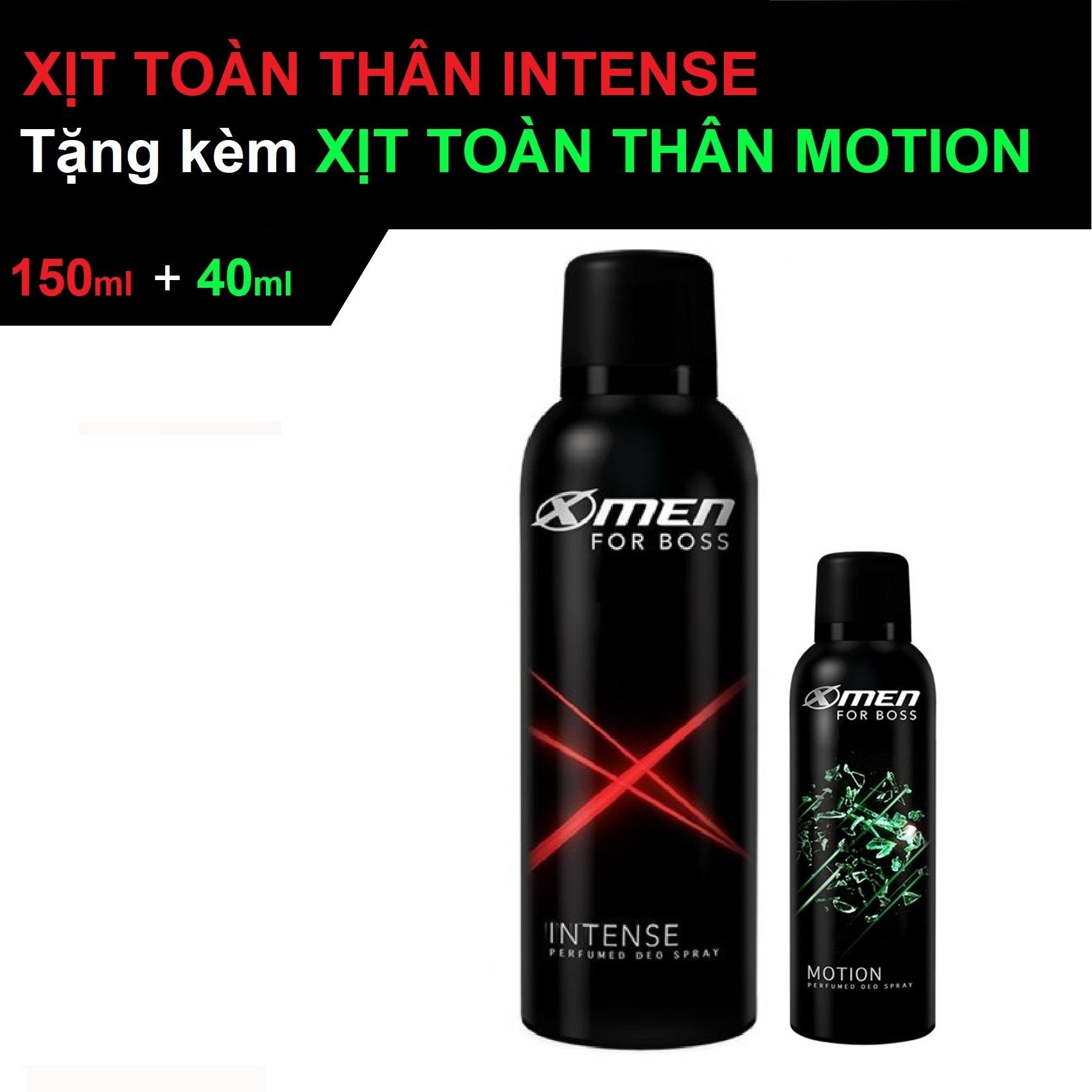 Xịt nước hoa Pháp toàn thân body Xmen Intense tặng kèm Xịt Xmen Motion 40ml
