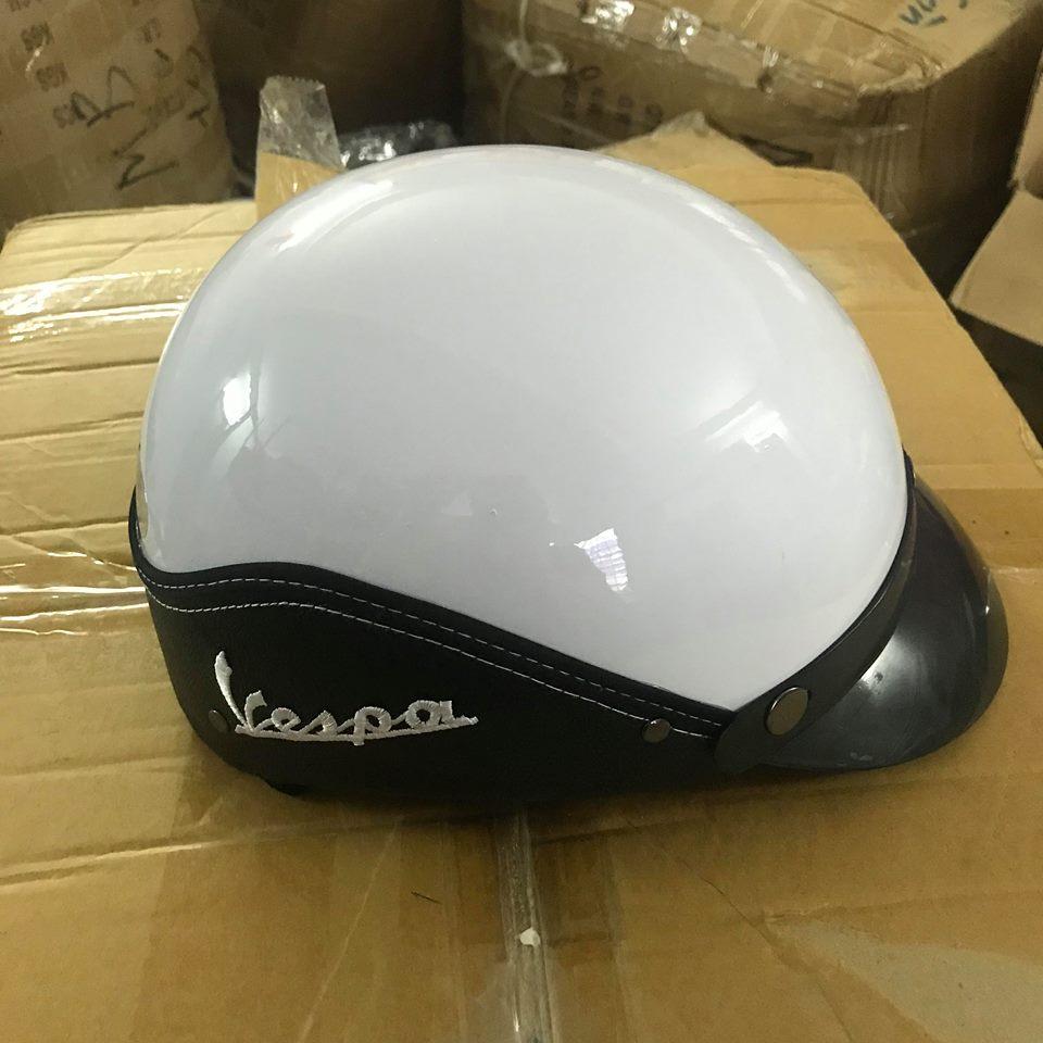 Nón bảo hiểm viền da siêu đẹp siêu bền giá rẻ (TRẮNG)
