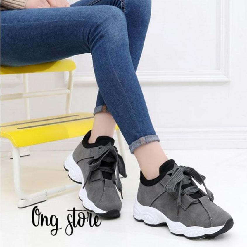 (dây to) Giày thể thao nữ giày sneaker nữ đế sóng hot 2018 giá rẻ