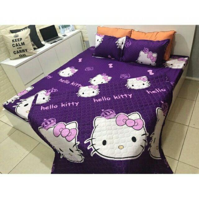Chăn ga gối giá tốt - Bộ chăn hè trần bông poly cotton quà tặng 2 vỏ gối