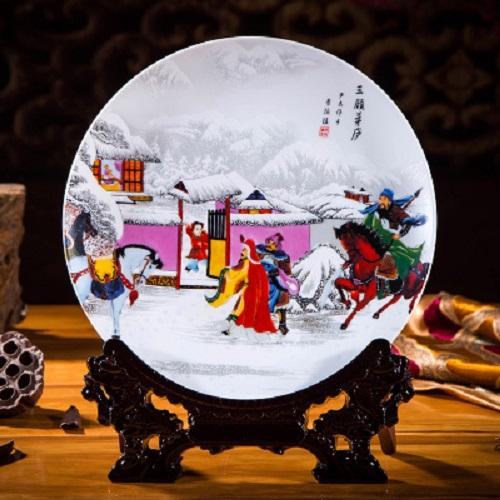 đĩa tranh gốm sứ để bàn