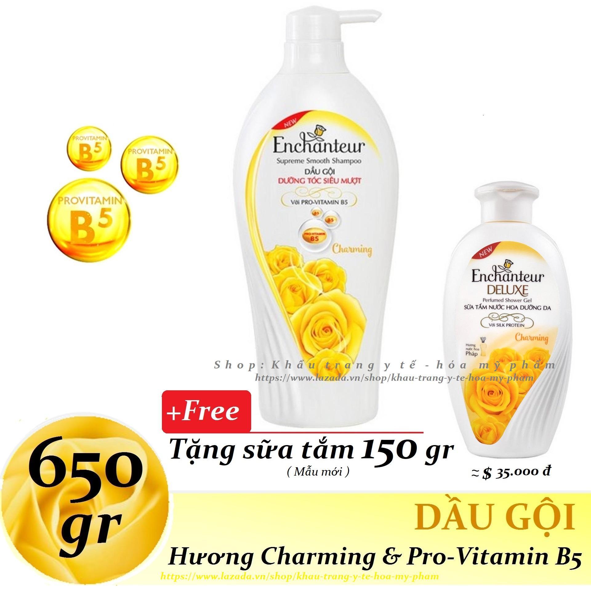 [HCM]Enchanteur- Dầu gội Dưỡng Tóc siêu mượt Charming 650 gr + Tặng Sữa tắm 150 gr