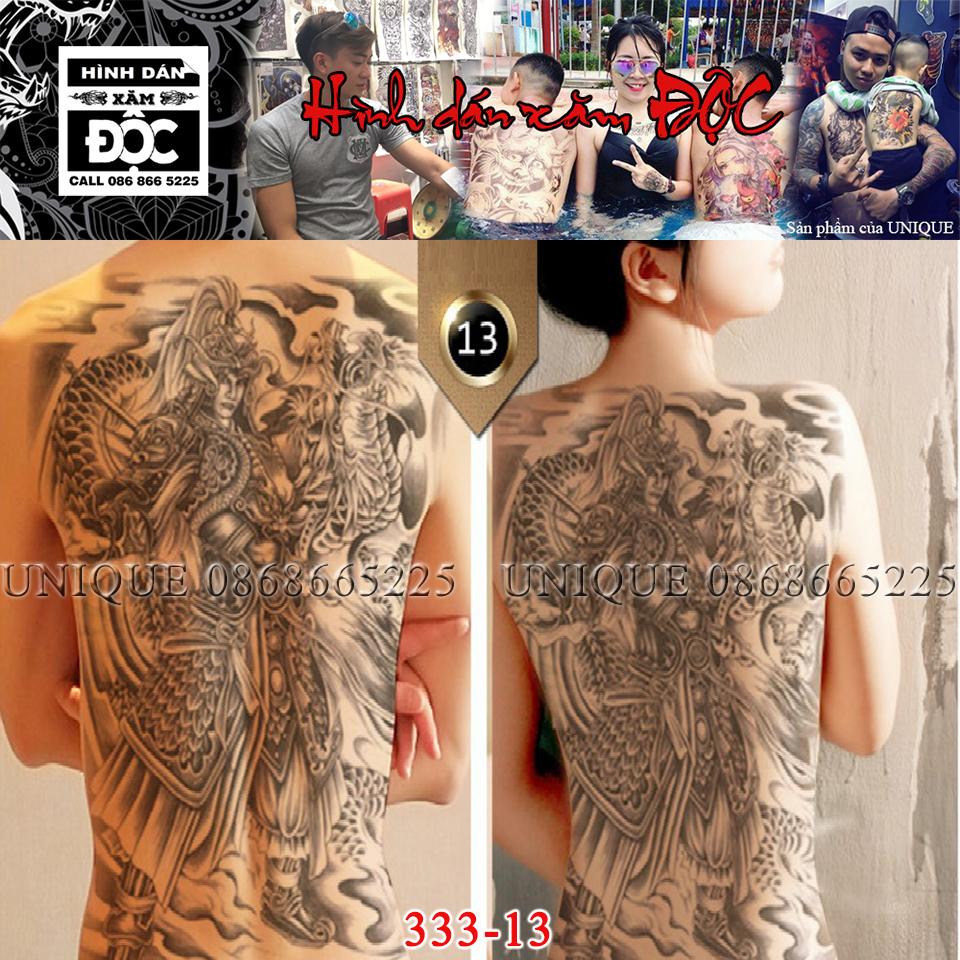 Unique - hình xăm dán kín lưng 36x48cm triệu tử long