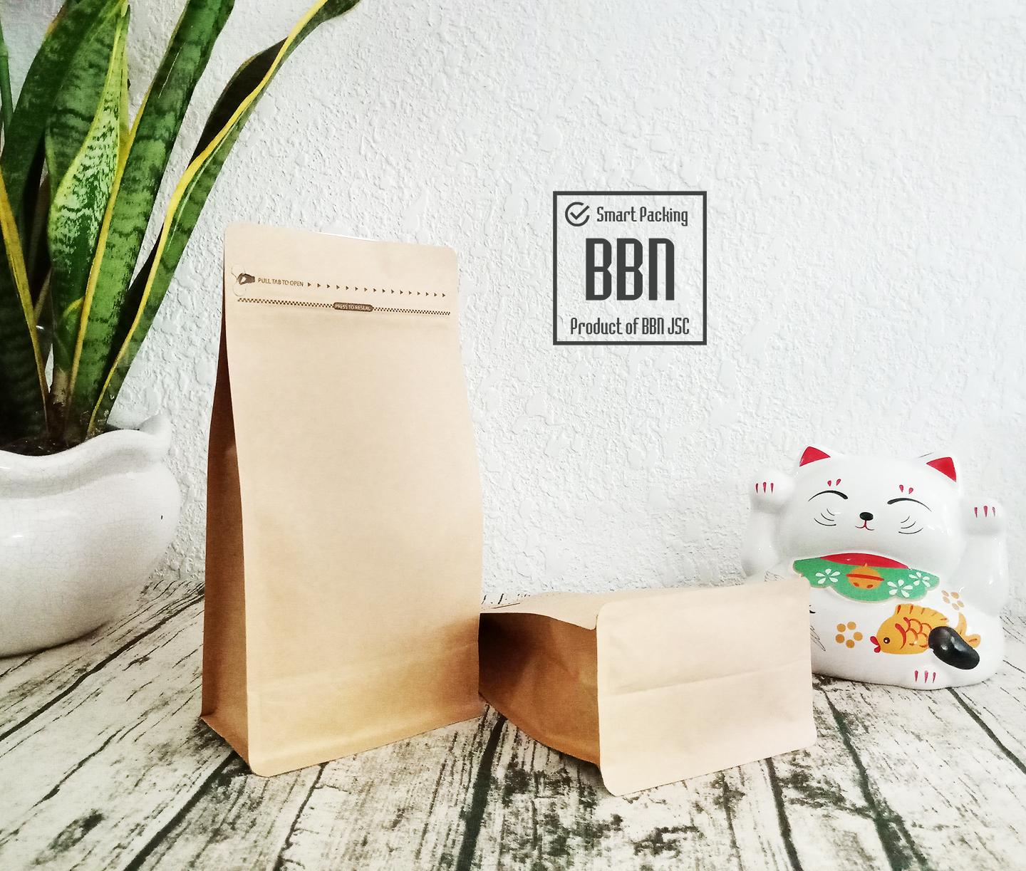 Túi đáy bằng Kraft pocket zipper 13x26.5cm - bộ 100 túi