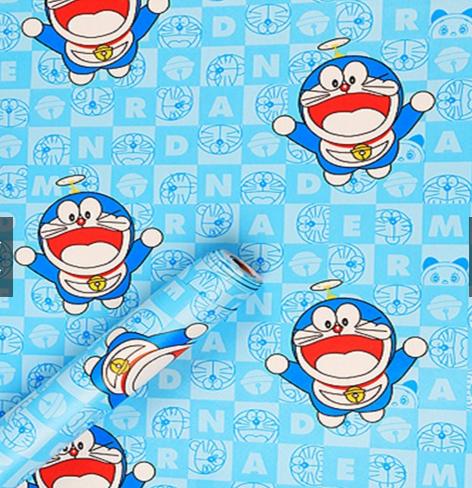 Cuộn 5m giấy dán tường các mẫu đô rê mon khổ rộng 0.45 m có sẵn keo