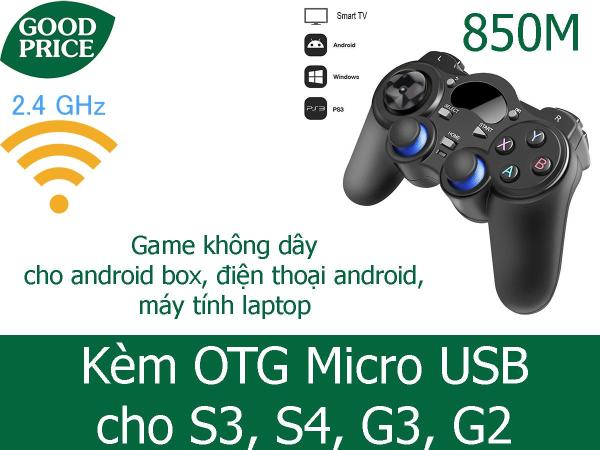 Tay cầm chơi game không dây 2.4Ghz 850M + otg android cho điện thoại kết nối dễ dáng với các thiết bị