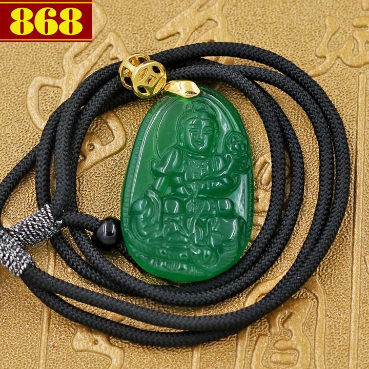Vòng cổ Bồ tát Phổ hiền đá thạch anh xanh 3.6 cm