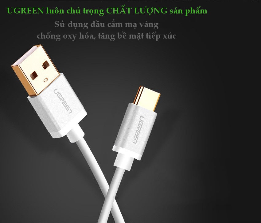 Dây cáp chuyển đổi USB 2.0 sang USB Type C, dài từ 0.25-2M UGREEN US188 Dây cáp chuyển đổi USB 2.0 sang USB Type C, dài từ 0.25-2M UGREEN US188