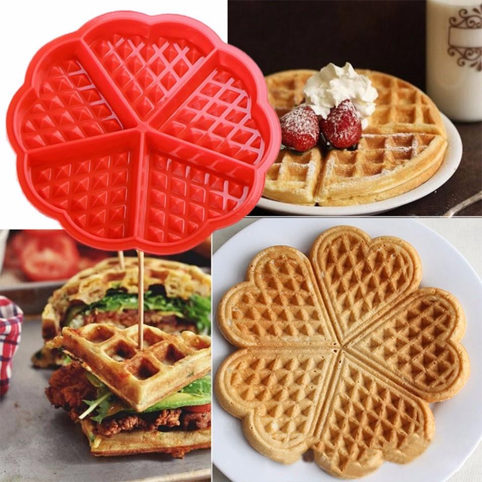 [HCM]Khuôn làm bánh waffles kẹp tàn ong silicon đỏ KT080