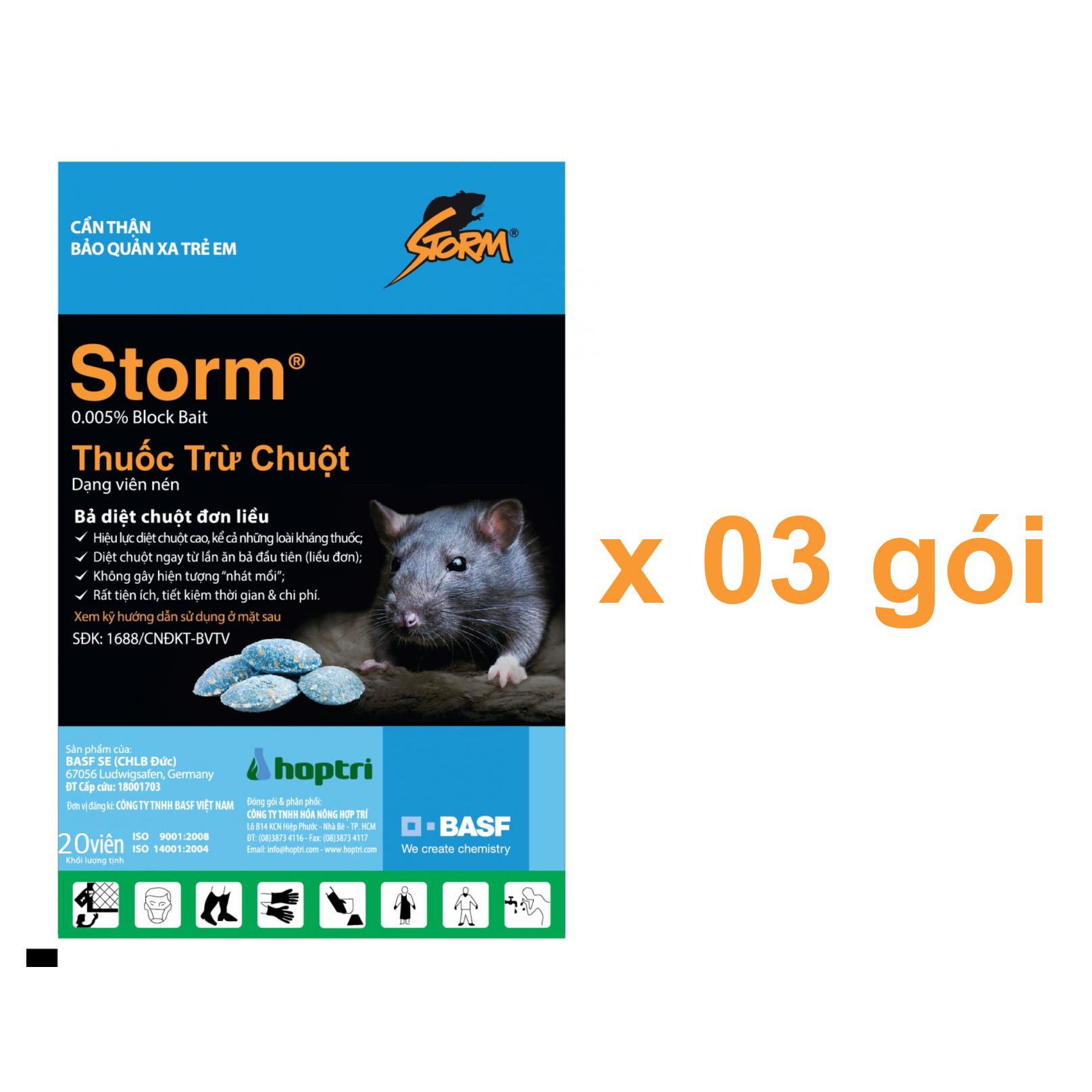 THUỐC DIỆT CHUỘT STORM 0.005% (3 gói x 20 viên)