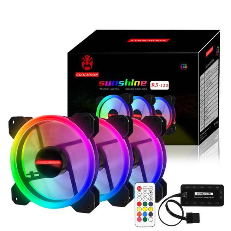 Bảng giá Bộ 3 Fan case Coolman Sunshile Led RGB Dual Ring 16 Triệu màu, 366 hiệu ứng - Kèm Hub Và Điều Khiển Phong Vũ