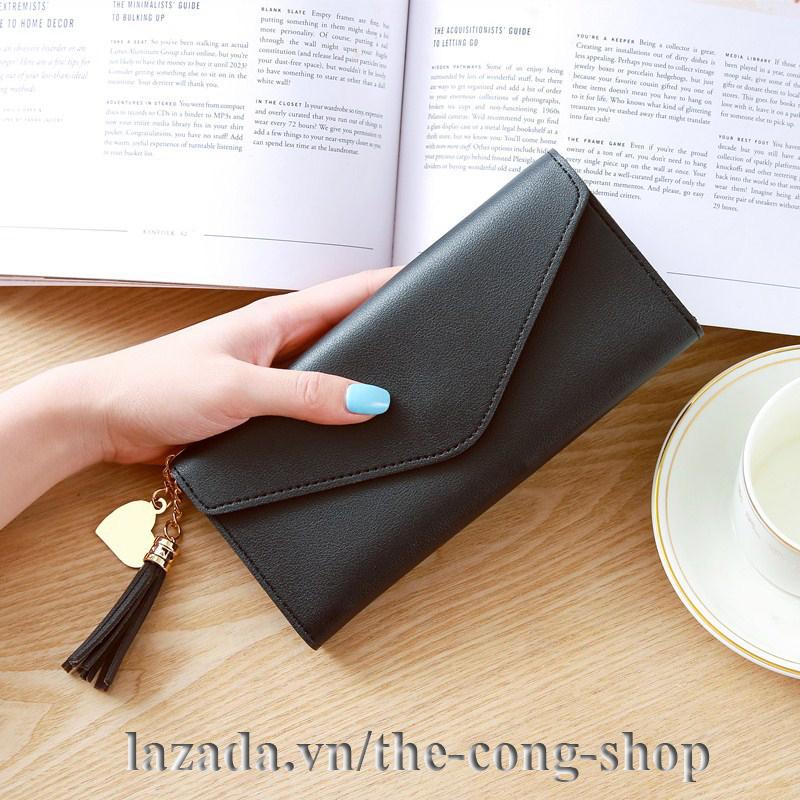 [HCM]Ví bóp tiền nữ Mặt dây chuyền Tim đa chức năng tiện dụng