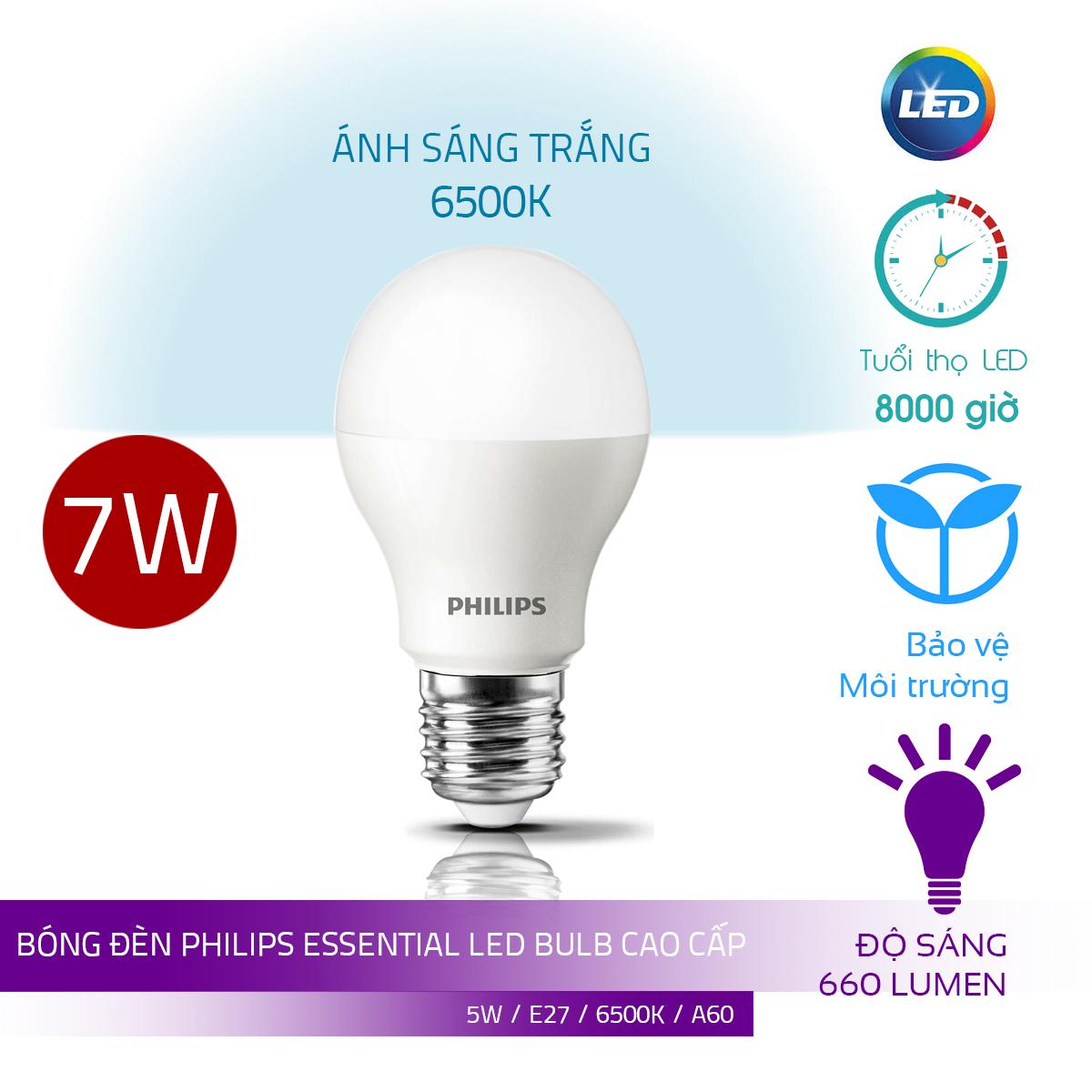 Bóng philips led bulb essential 7w e27