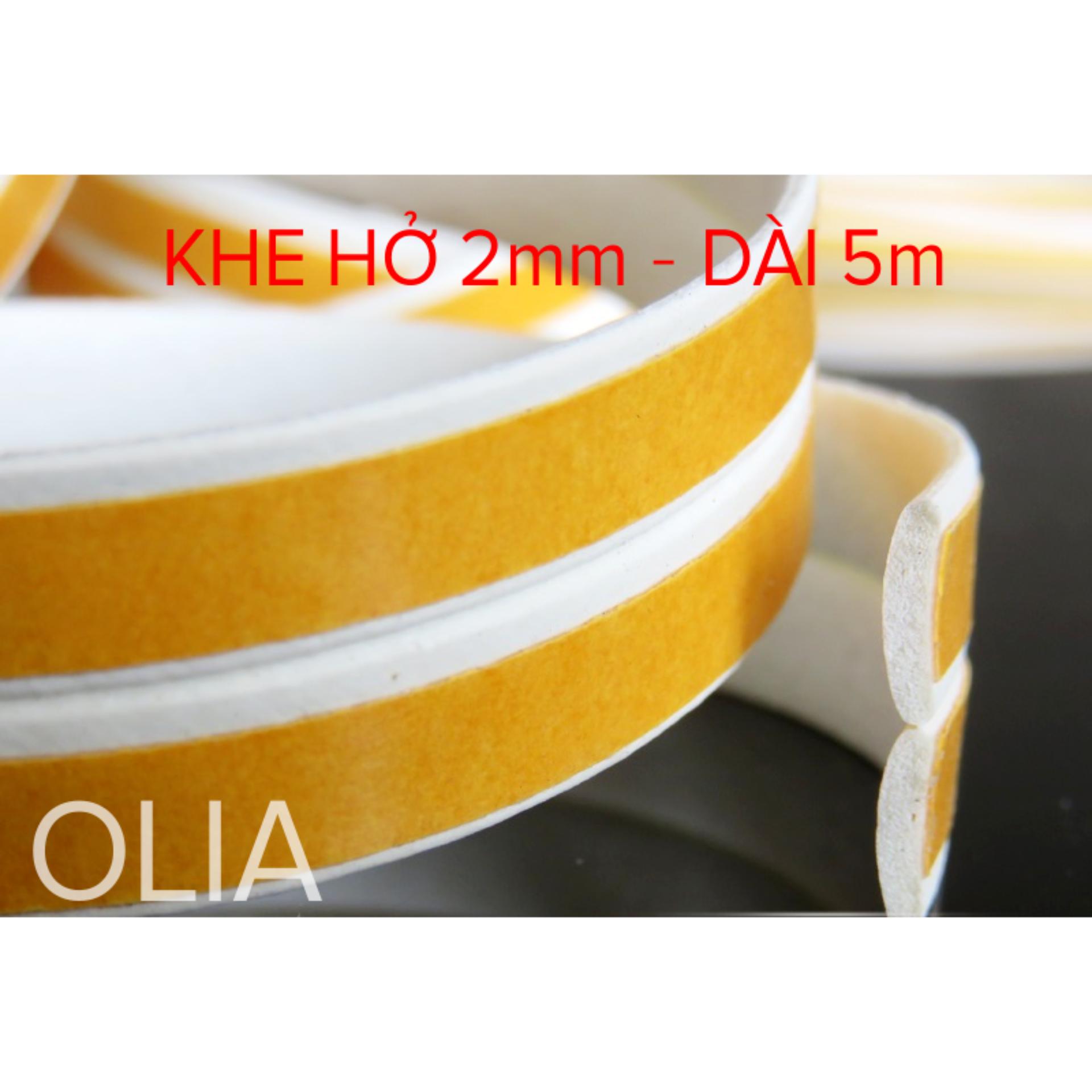 5m-Khe hở 2mm-Ron Cao Su Dán Khe Hở Cửa ngăn Bụi, Muỗi Giảm Âm-TRẮNG- Gioăng dán cửa cao su OLIA