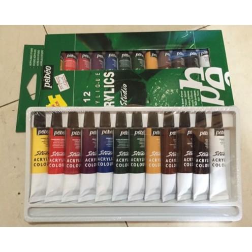 Shop thỏ nhím - bộ 12 màu acrylic, sơn dầu pebeo, sơn dầu giá tốt bán toàn quốc