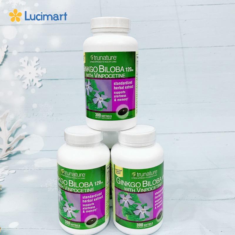 Viên uống bổ não từ USA, Trunature Ginkgo Biloba120mg with Vinpocetine , 300 viên.