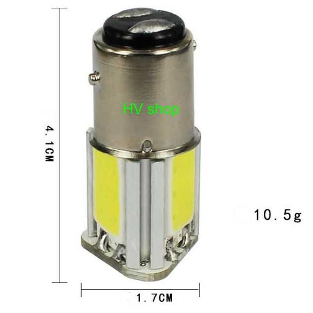 Den hau xe may bóng đèn led hậu 4 tim cob gắn xe máy 12V sáng đỏ )