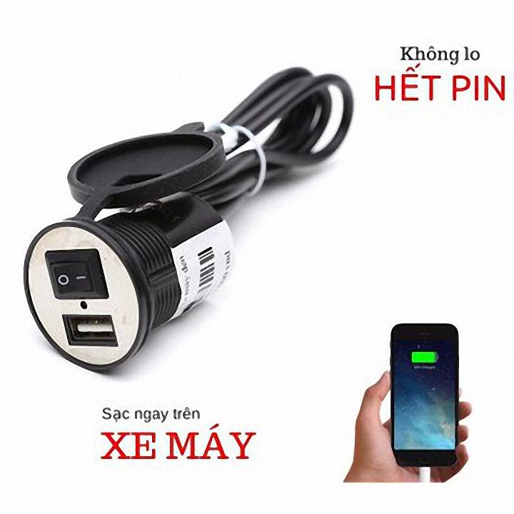 Sạc điện thoại gắn xe máy xe đạp điện 2.1a