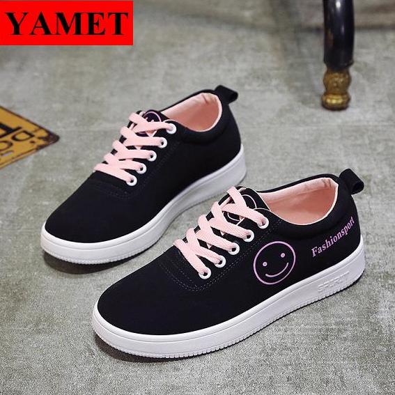 Gi&agrave;y Sneaker Thời Trang Nữ YAMET shop SN 55B29P Đen Phối Hồng
