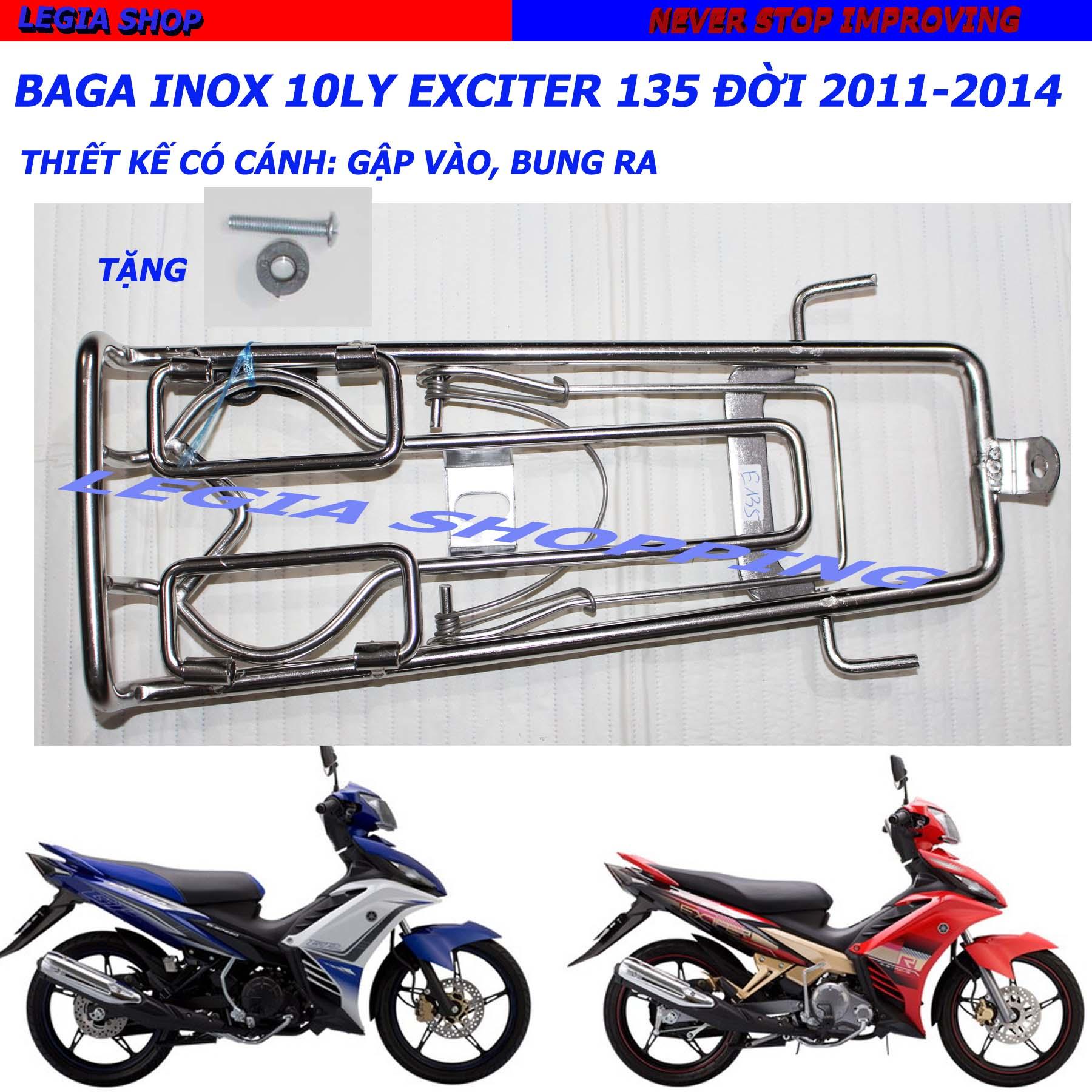 BAGA INOX 304 - DÀY 10 LY VT1 CHO YAMAHA EXCITER 135 ĐỜI 2011-2014