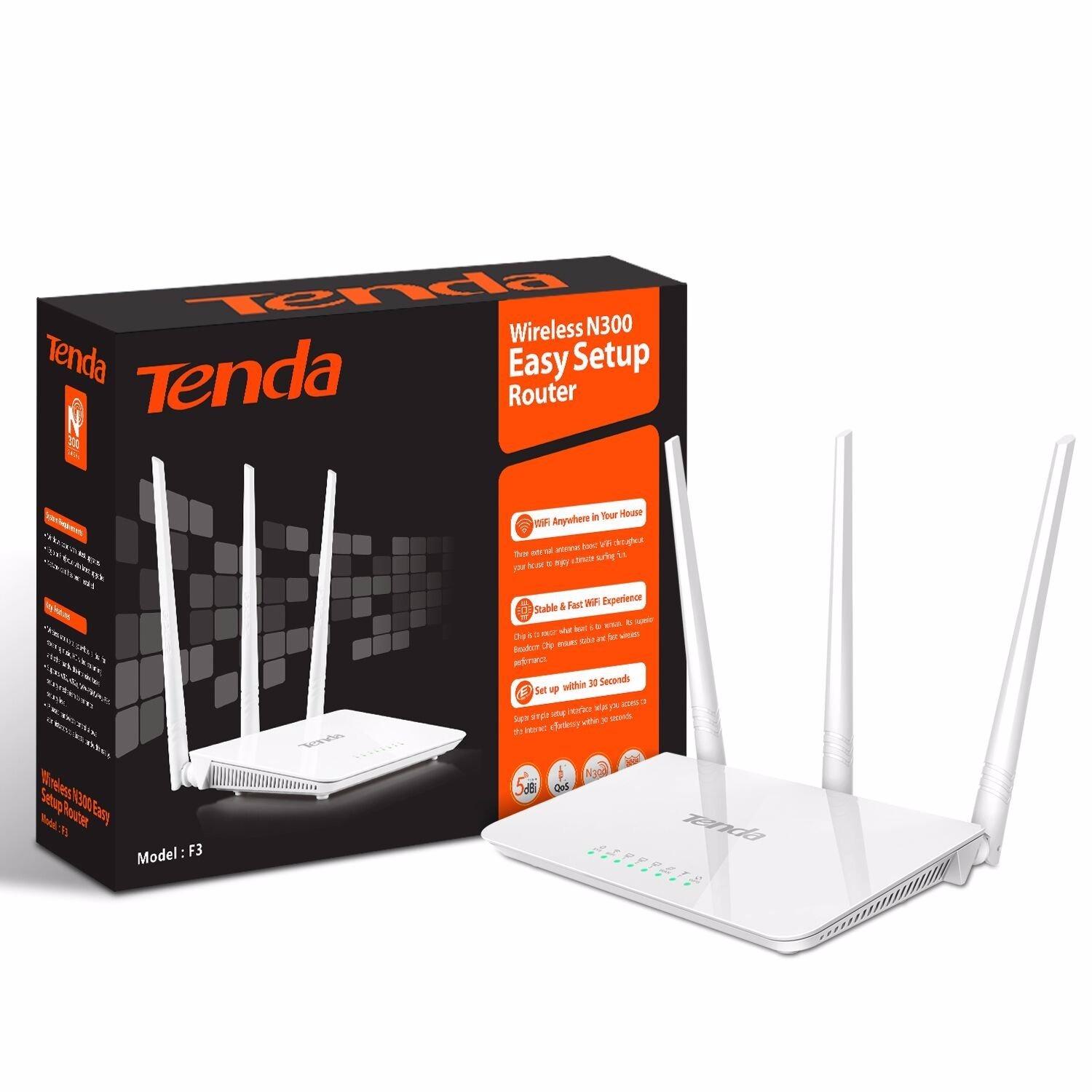Thiết bị phát sóng WIFI 3 anten tốc độ 300M TENDA-F3 Trắng