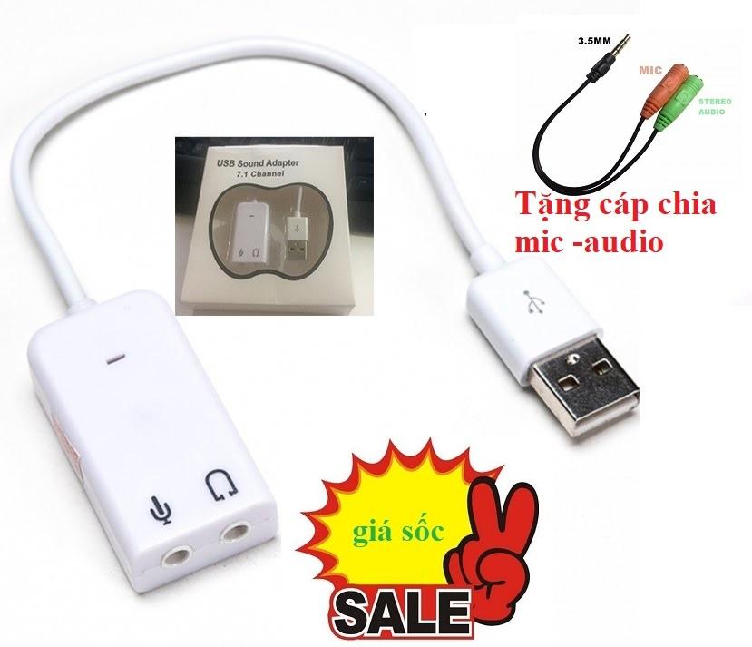 Sound Card 3D USB Tặng kèm dây chia mic và loa giá rẻ