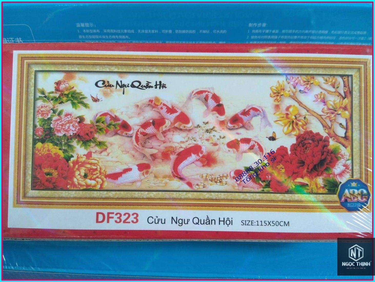 Tranh đính đá cửu ngư quần hội DF323