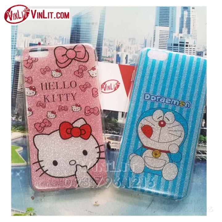 Ốp lưng iphone 6 plus / 6s plus kim tuyến viền dẻo kitty - doremon dễ thương - i6p182411