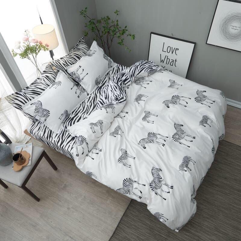 Bộ chăn ga gối ngựa vằn + ruột chăn hè.