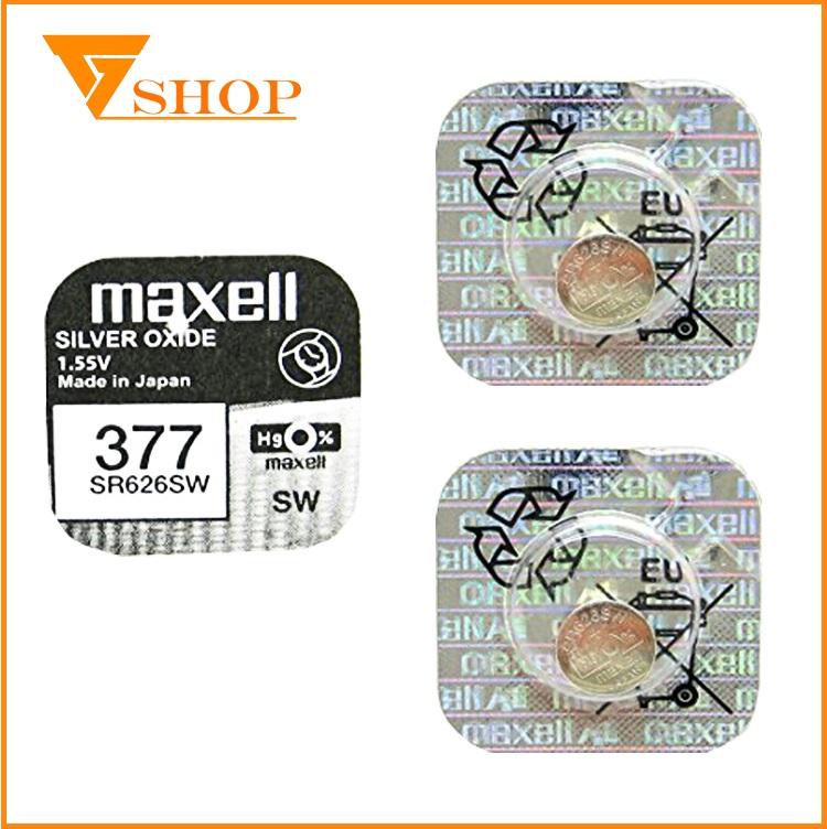 Combo 2 vỉ pin đồng hồ sr626sw maxell 1.55v, pin 377