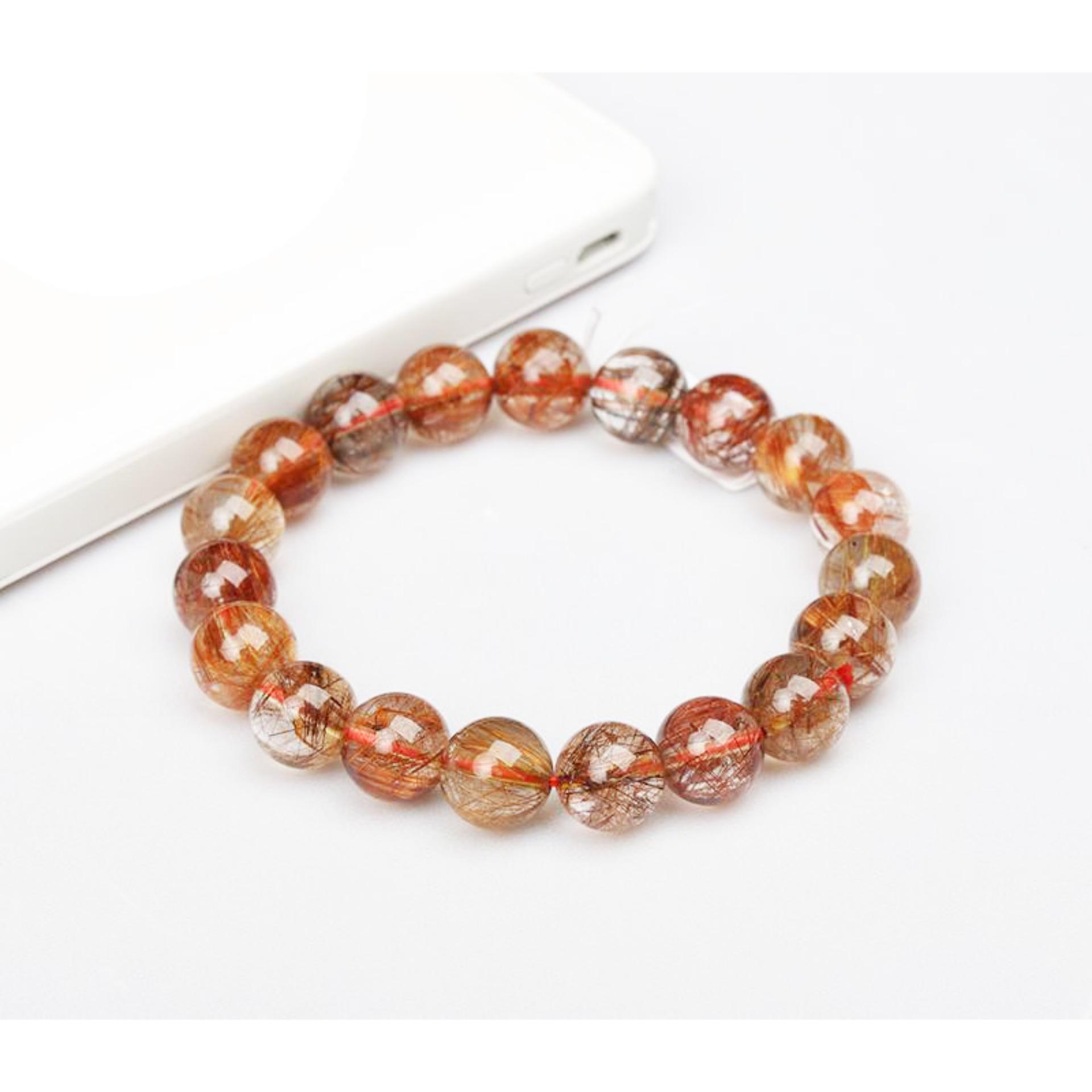 Vòng đá thạch anh tóc đỏ 10 li loại 1- Phong thuỷ giúp đem lại sức khoẻ và may mắn tài lộc