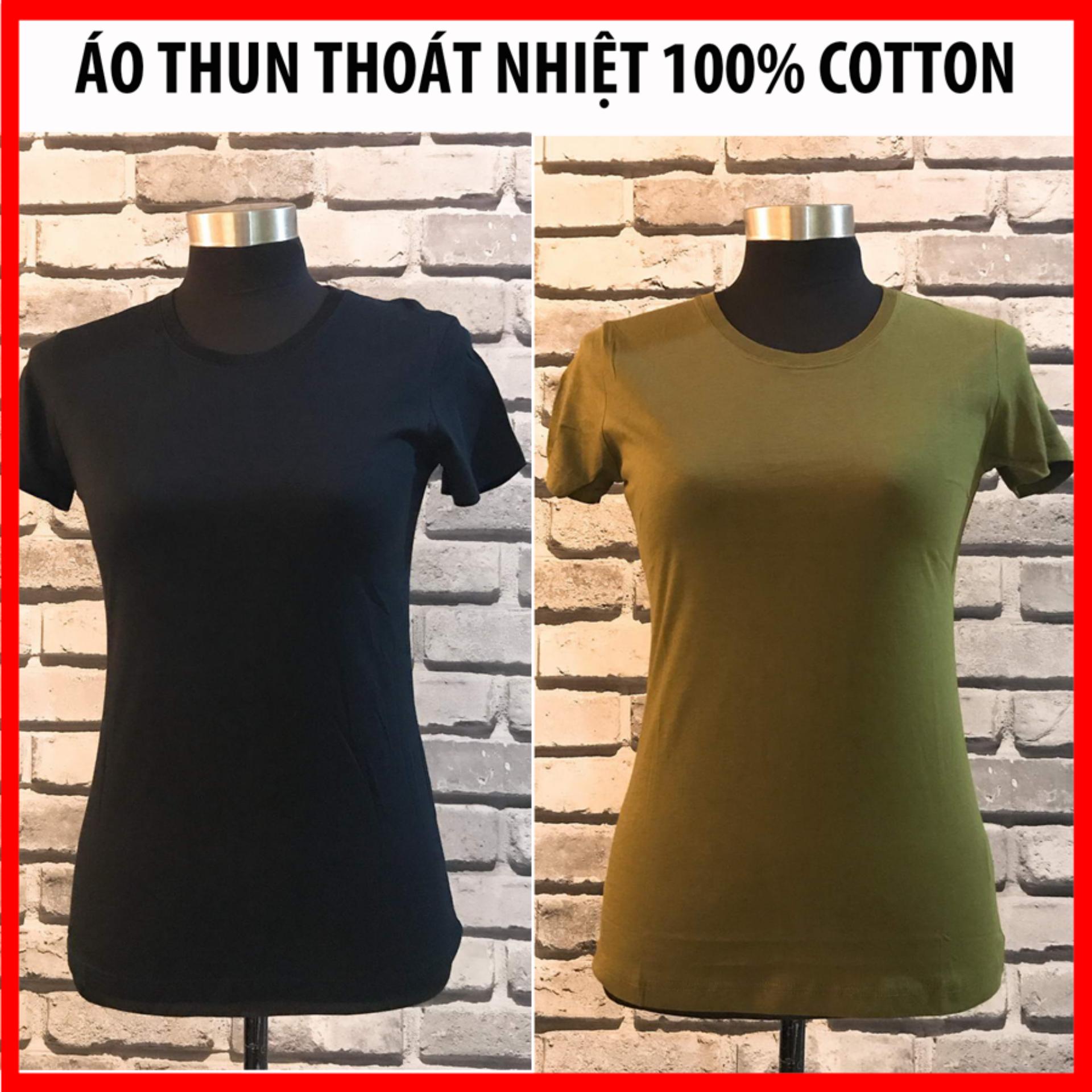 2 áo the change nữ cao cấp, áo thun nữ 100% cotton màu đen-rêu