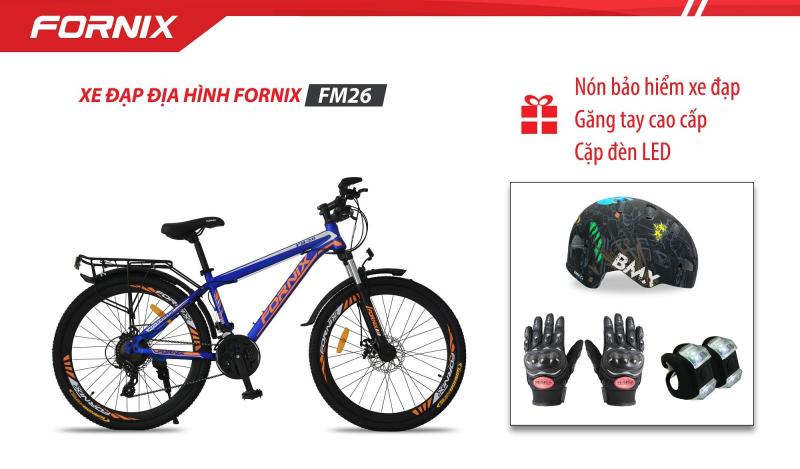 Mua Xe đạp địa hình thể thao Fornix FM26 + (Gift) Cặp đèn LED, Nón Bảo Hiểm A02NC1, Găng Tay