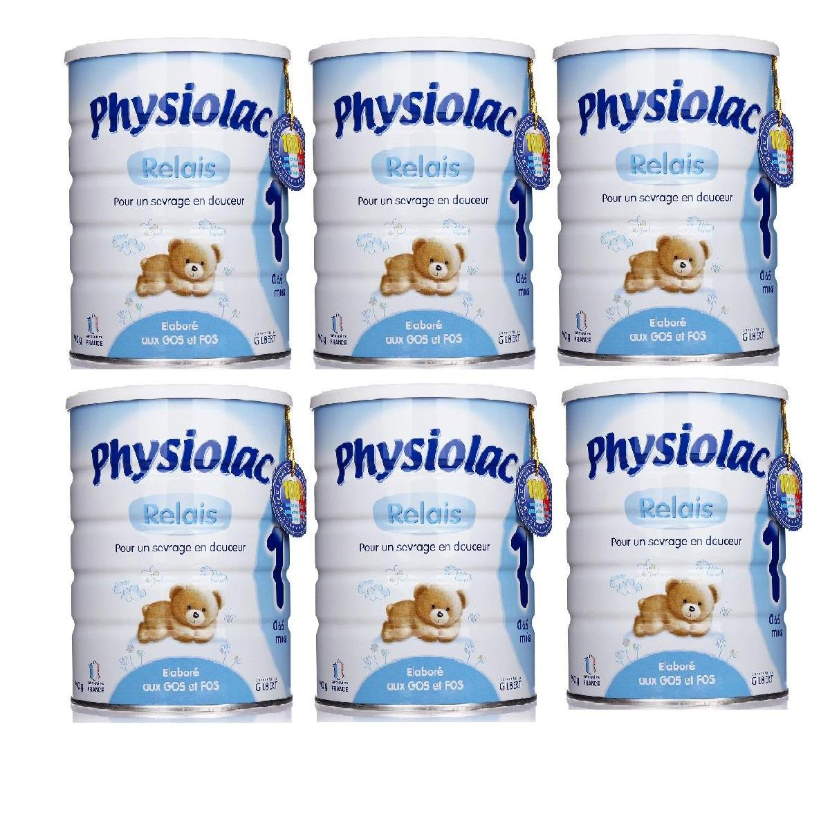 Bộ 6 hộp sữa bột Physiolac Relais số 1 900g