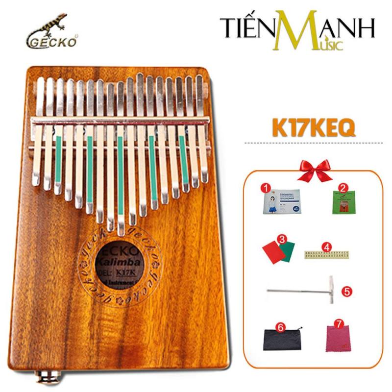 Đàn Kalimba Gecko 17 Phím K17KEQ (Có EQ - Gỗ Koa - Mbira Thumb Finger Piano 17 Keys - Kèm Sticker dán note, Decal xanh đỏ, Búa chỉnh âm, Túi đựng, Khăn lau, Sách học, Móng gẩy Tiến Mạnh Music - Cho trẻ cảm thụ Âm Nhạc và Người mới chơi Nhạc Cụ)