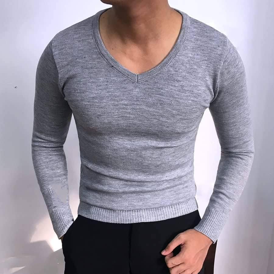 Áo len nam cổ tim