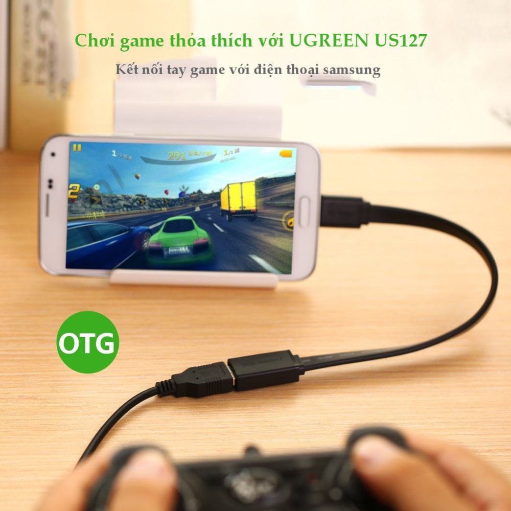 Dây Micro USB 3.0 B OTG sang USB 3.0 dạng dẹt cho Samsung Note 3/S5/I9600/G900... dài 20CM UGREEN US127 Dây Micro USB 3.0 B OTG sang USB 3.0 dạng dẹt cho Samsung Note 3/S5/I9600/G900... dài 20CM UGREEN US127