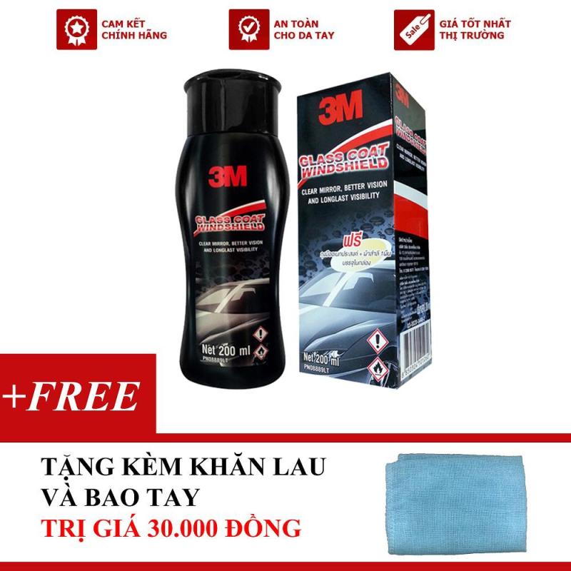 Dung dịch chống bám nước trên kính xe 3M 08889LT 200ml (Hàng Thái) - Tặng khăn lau xe và bao tay