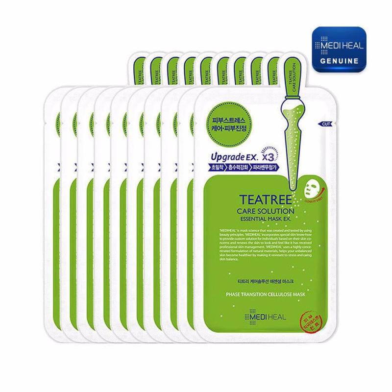 Bộ 10 gói Mặt nạ dưỡng da trị mụn chiết xuất trà xanh Mediheal Teatree Healing solution Essential Mask 25ml x10 nhập khẩu