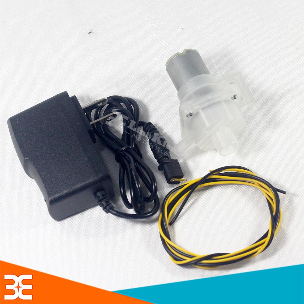 Combo Máy Bơm Mini 12v Trắng + Nguồn 12V-1A ( Tặng 01 Jack DC Cái 2 Đoạn Dây Điện Đỏ-Đen )