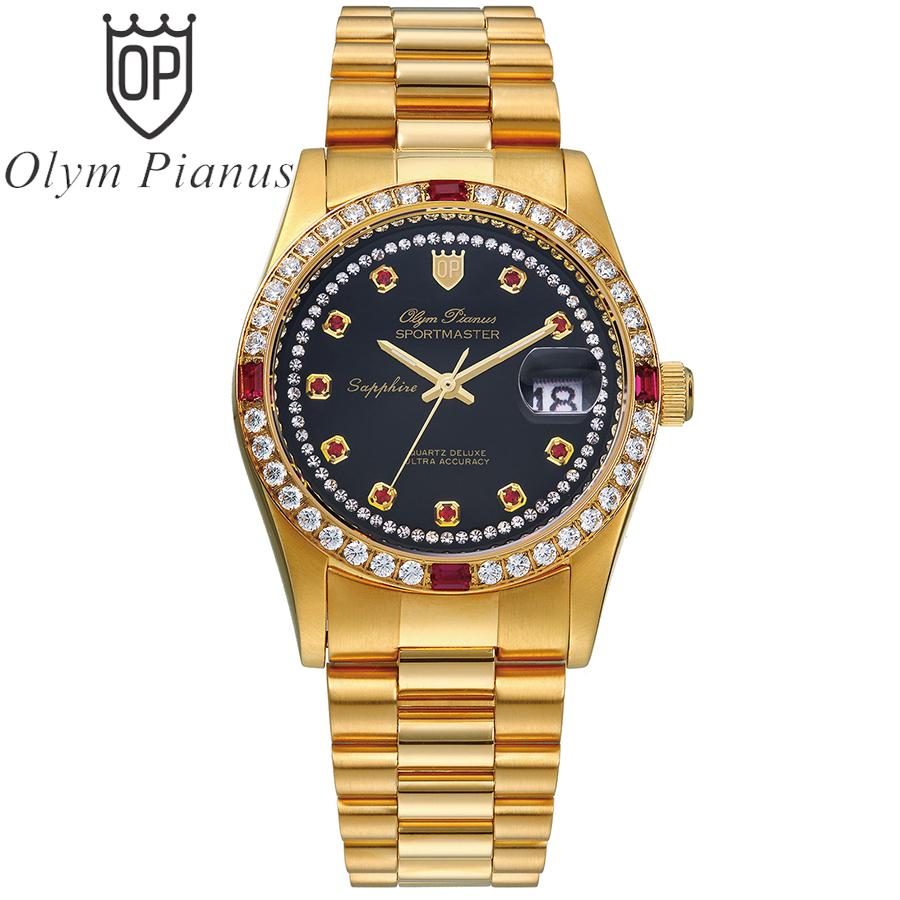 Đồng hồ nam mặt kính sapphire Olym Pianus OP89322DK đen hạt đỏ