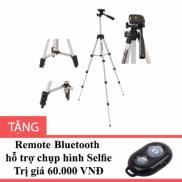 Chân Tripod TF 3110 cho điện thoại màu Bạc tặng Remote Bluetooth hỗ trợ