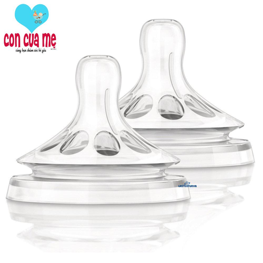 Bộ 2 chiếc núm ty thay thế Avent Silicone cho trẻ từ 3 tháng tuổi 3 lỗ