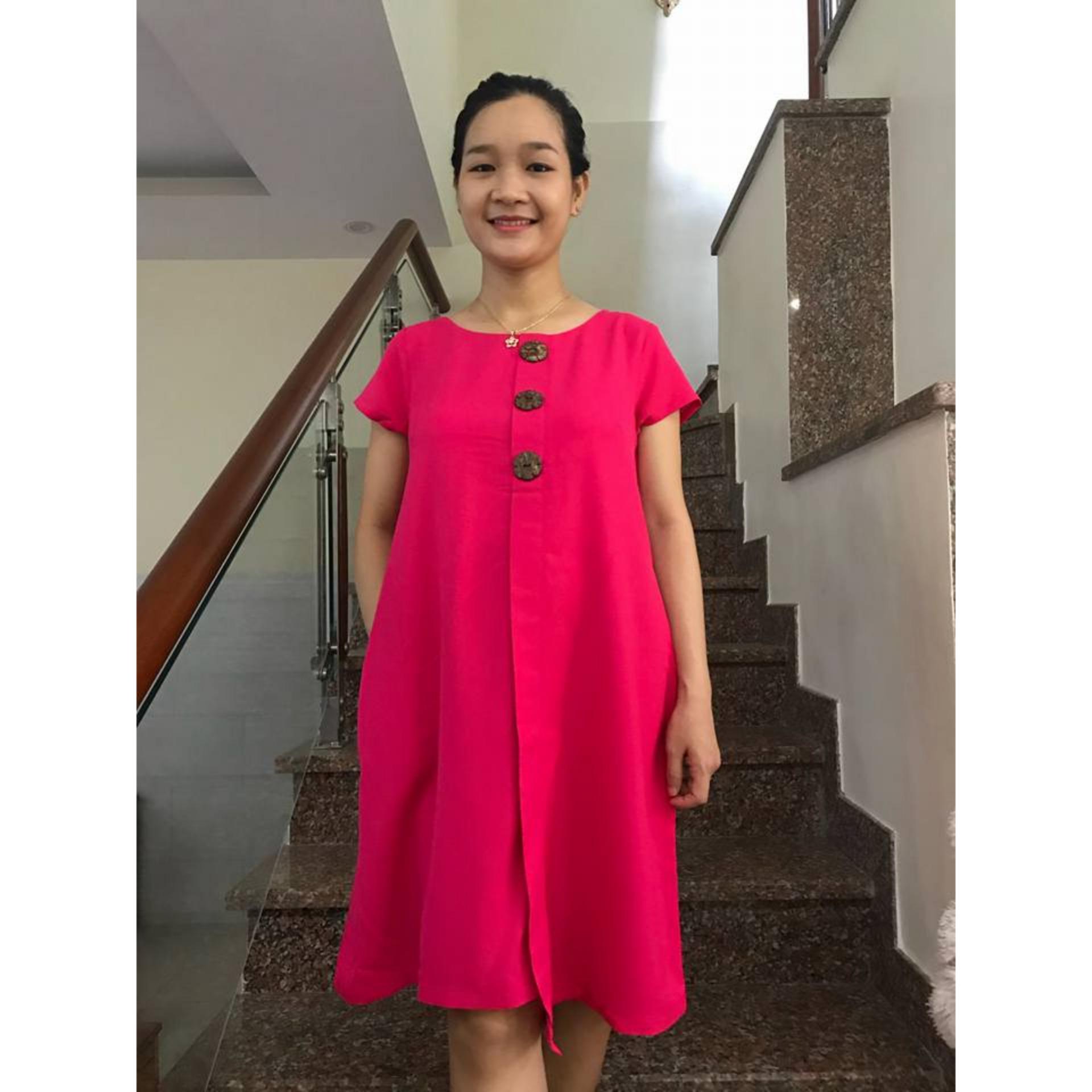 Đầm bầu nút dừa vạt xéo